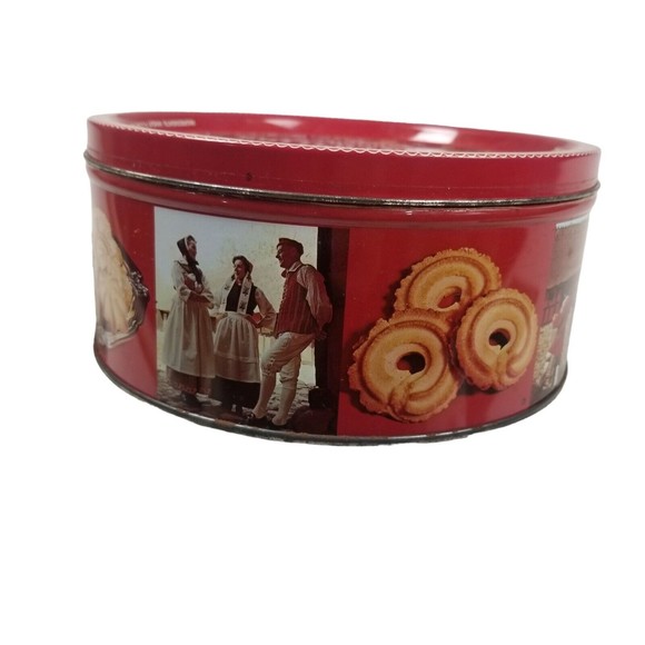 Vintage 1985 Round Dana Imported Butter Cookies Tin W/Lid Denmark Empty 7.5x3.5” - Picture 3 of 16
